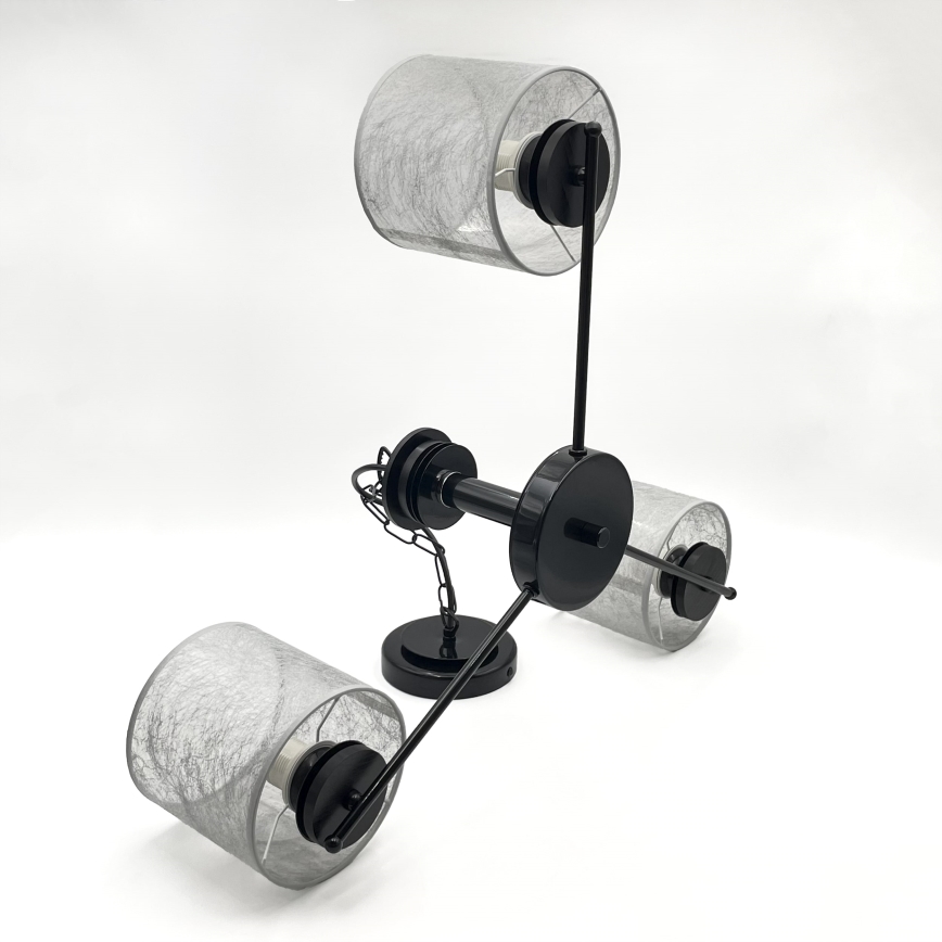 Candelabru suspendat ROSA cu lanț 3xE27/60W/230V negru/gri