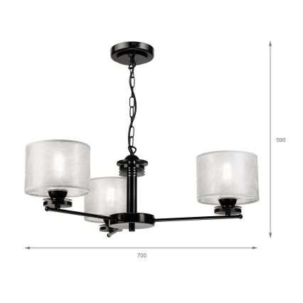 Candelabru suspendat ROSA cu lanț 3xE27/60W/230V negru/gri