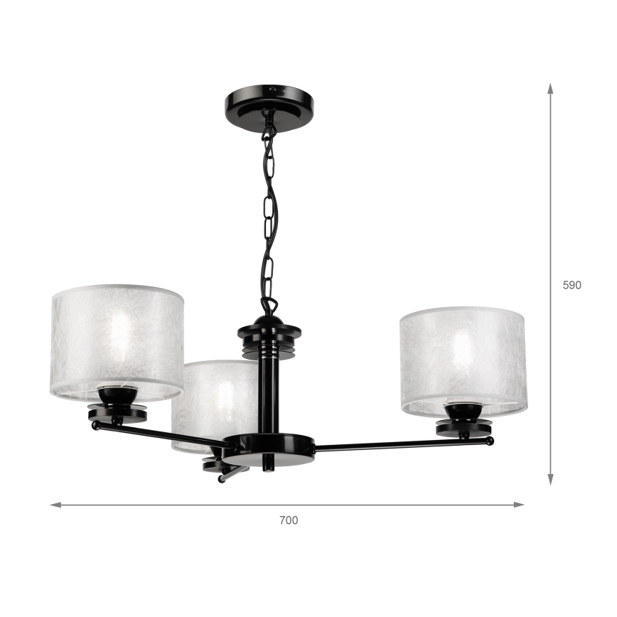 Candelabru suspendat ROSA cu lanț 3xE27/60W/230V negru/gri