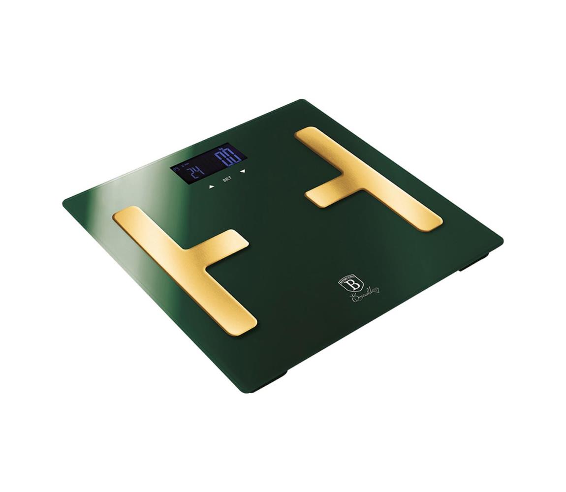 Cântar corporal cu afișaj LCD 2xAAA verde/auriu BerlingerHaus