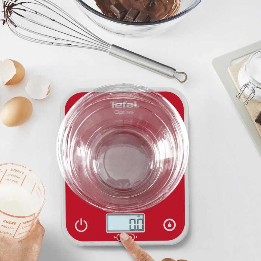 Cântar de bucătărie Tefal OPTISS 2xAAA roșu
