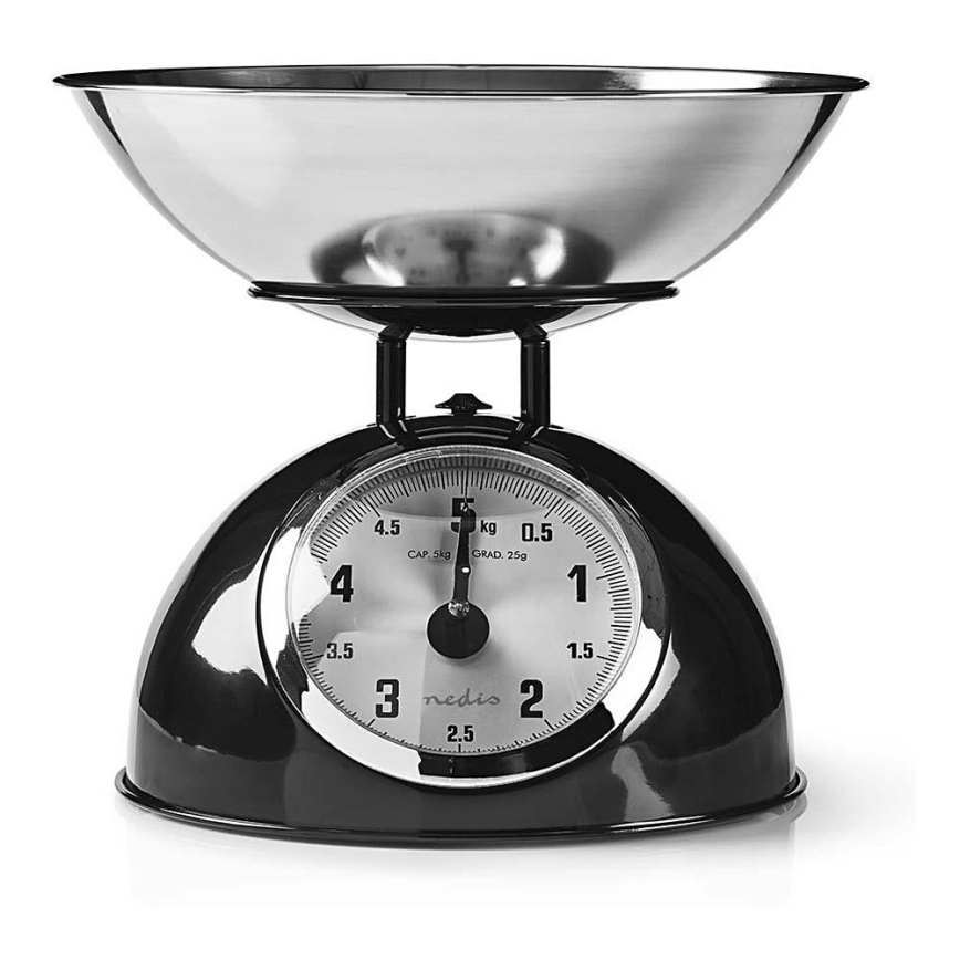 Cântar retro de bucătărie cu bol negru