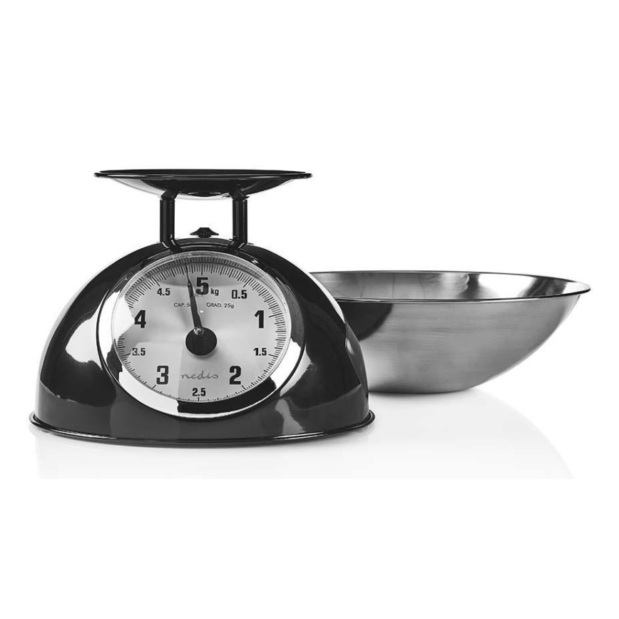 Cântar retro de bucătărie cu bol negru