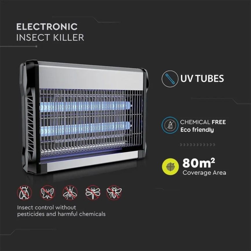 Capcana electrică pentru insecte 2x10W/230V, acoperire 80 m²