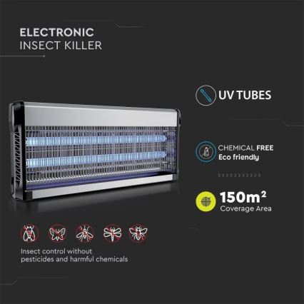 Capcana electrică pentru insecte 2x20W/230V, acoperire 150 m²