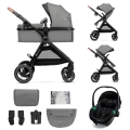 Cărucior de copii combinat 3 în 1 KINDERKRAFT ESME Moonlight grey + scaun auto MINK PRO