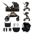 Cărucior de copii combinat 3 în 1 KINDERKRAFT ESME Pure black + scaun auto MINK PRO