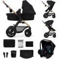 Cărucior de copii combinat 3 în 1 KINDERKRAFT MOOV 2 AIR Pure black + scaun auto MINK PRO