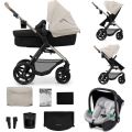 Cărucior de copii combinat 3 în 1 KINDERKRAFT MOOV 2 Moonlight grey + scaun auto MINK PRO