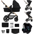 Cărucior de copii combinat 3 în 1 KINDERKRAFT MOOV 2 Pure black + scaun auto MINK PRO