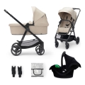 Cărucior de copii combinat 3 în 1 KINDERKRAFT NEWLY Classic beige + scaun auto MINK PRO