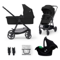 Cărucior de copii combinat 3 în 1 KINDERKRAFT NEWLY Classic black + scaun auto MINK PRO