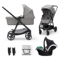 Cărucior de copii combinat 3 în 1 KINDERKRAFT NEWLY Moonlight grey + scaun auto MINK PRO