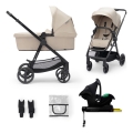 Cărucior de copii combinat 4 în 1 KINDERKRAFT NEWLY Classic beige + scaun auto MINK PRO cu bază ISOFIX