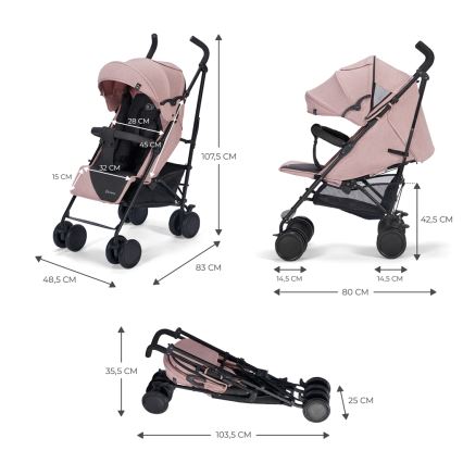 Cărucior de copii KINDERKRAFT Pink princess