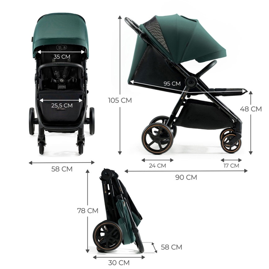 Cărucior de copii KINDERKRAFT SELECT MITZY Jade green