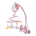 Carusel pentru pătuț cu sunete 3 în 1 NEXT2DREAMS 3xAA roz Chicco