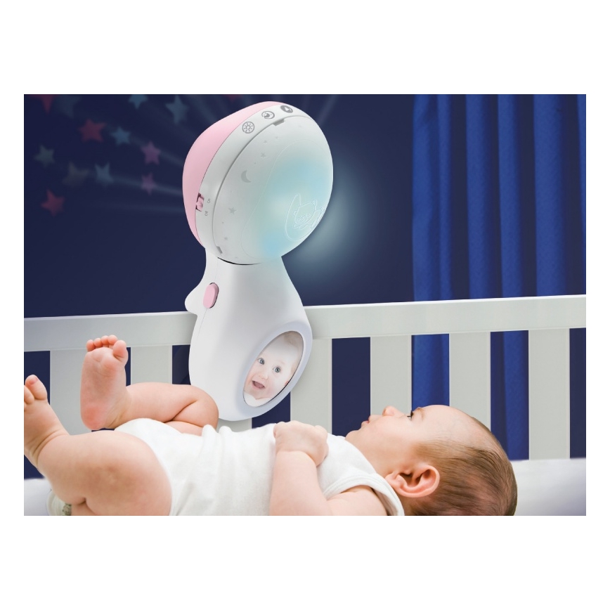 Carusel pentru pătuț cu sunete și proiector 3 în 1 Infantino 3xAAA roz