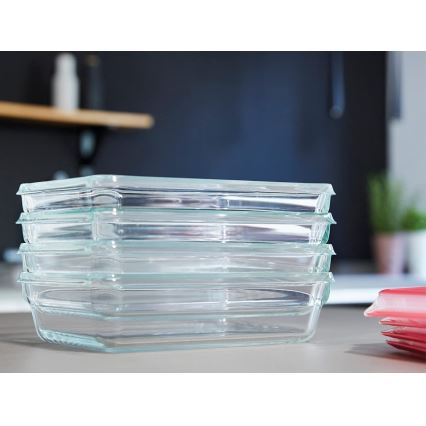 Caserolă Tefal 0,8 l MSEAL GLASS roșu/sticlă