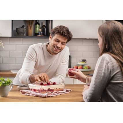 Caserolă Tefal 2 l MSEAL GLASS roșu/sticlă