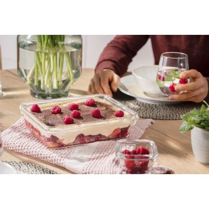 Caserolă Tefal 3 l MSEAL GLASS roșu/sticlă