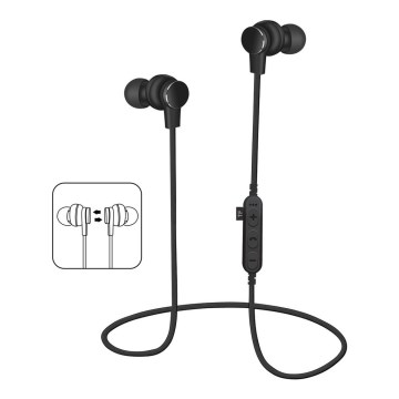 Căști Bluetooth cu microfon și player MicroSD, 80 mAh, negru