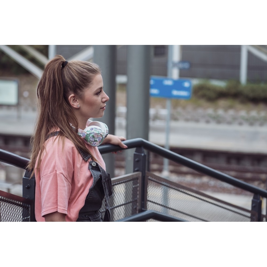 Căști fără fir cu microfon 3,7V/400 mAh verde/alb Sencor