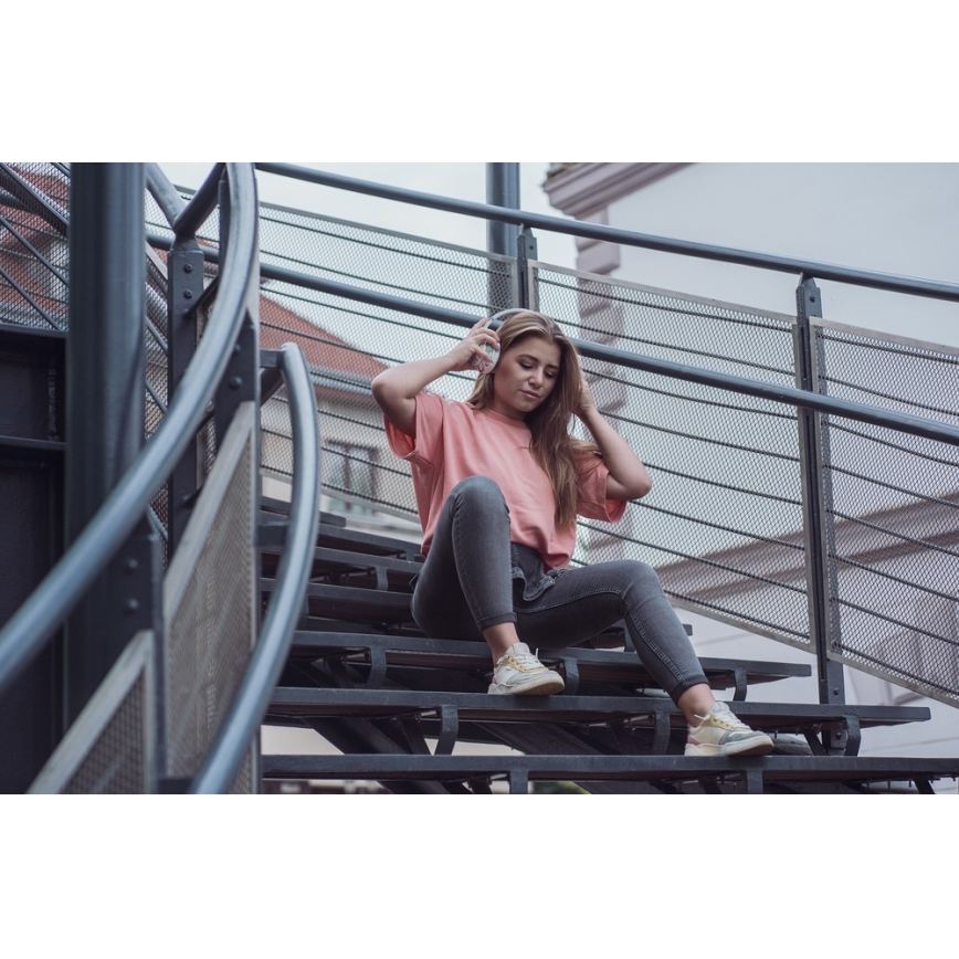 Căști fără fir cu microfon 3,7V/400 mAh verde/alb Sencor