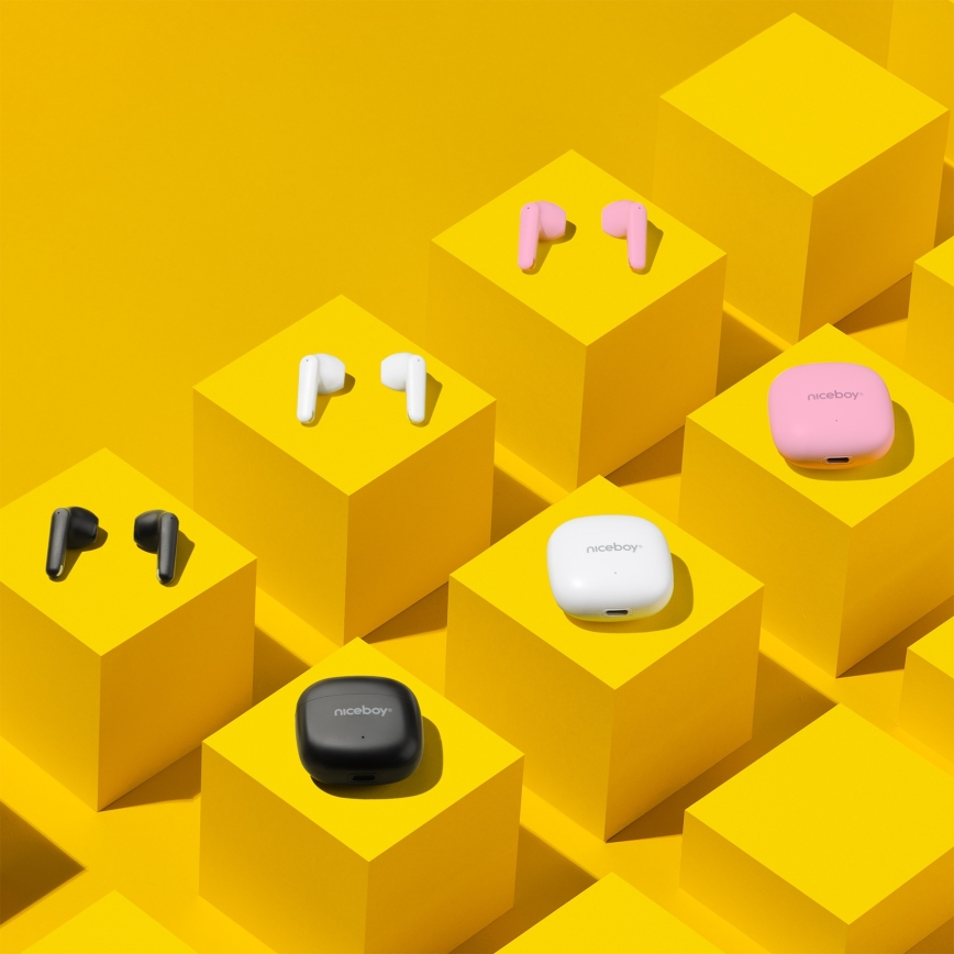 Căști fără fir Niceboy Beans 4 POP 200 mAh + 2x 30 mAh IPX4 alb