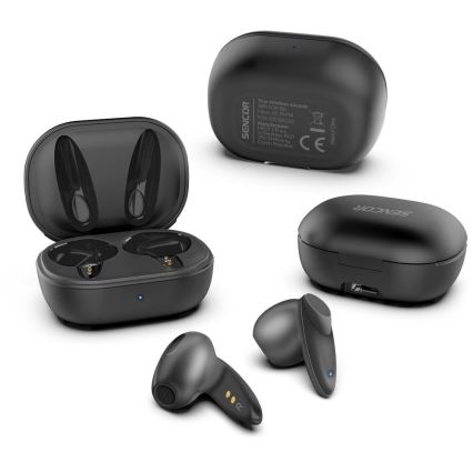 Căști fără fir Sencor 230 mAh + 2x 25 mAh IPX4 negru