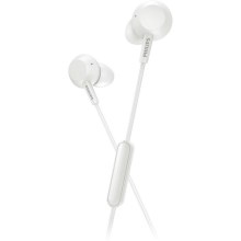 Căști intraauriculare Bluetooth cu microfon JACK 3,5 mm albe Philips TAE4105WT/00