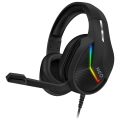 Căști LED RGB cu fir cu microfon pentru jocuri video CONNECT IT CHP-3595-BK negru