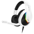 Căști LED RGB cu fir cu microfon pentru jocuri video CONNECT IT CHP-3595-WH alb/negru