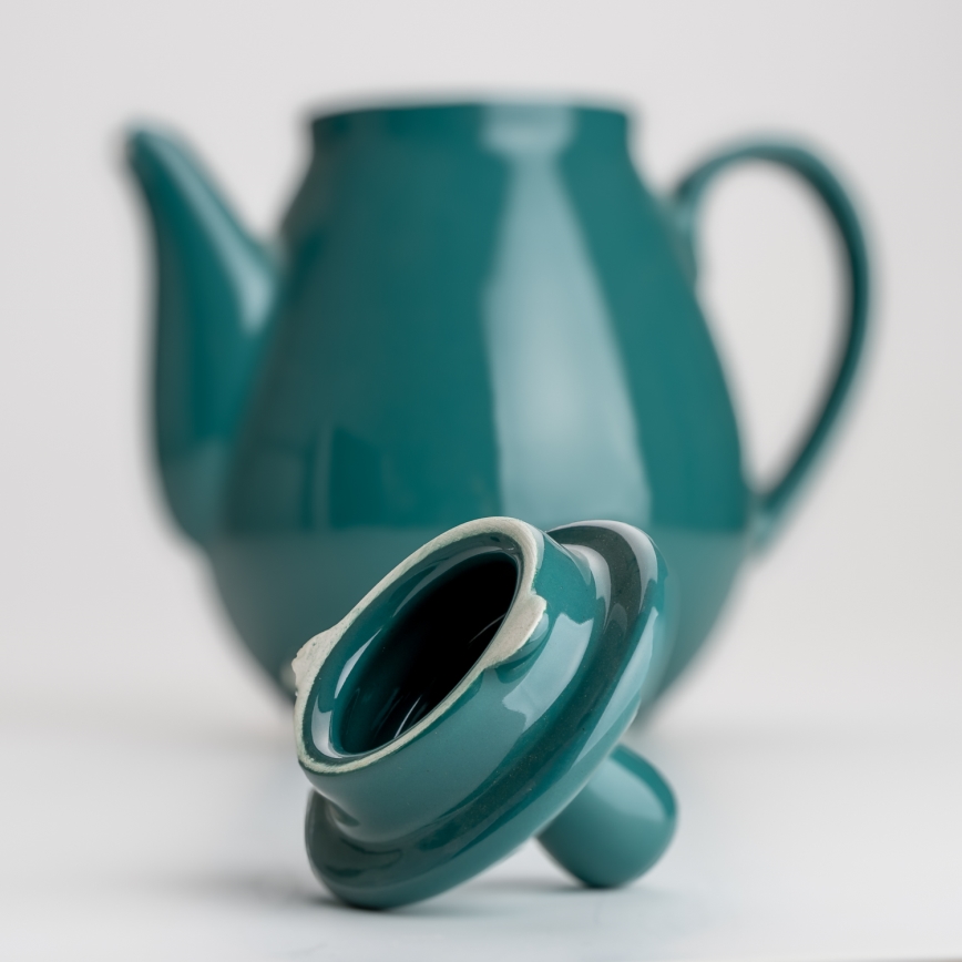 Ceainic ceramic turcoaz cu capac