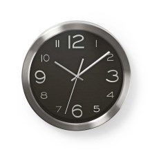 Ceas de perete 1xAA/1,5V oțel inoxidabil 30 cm negru