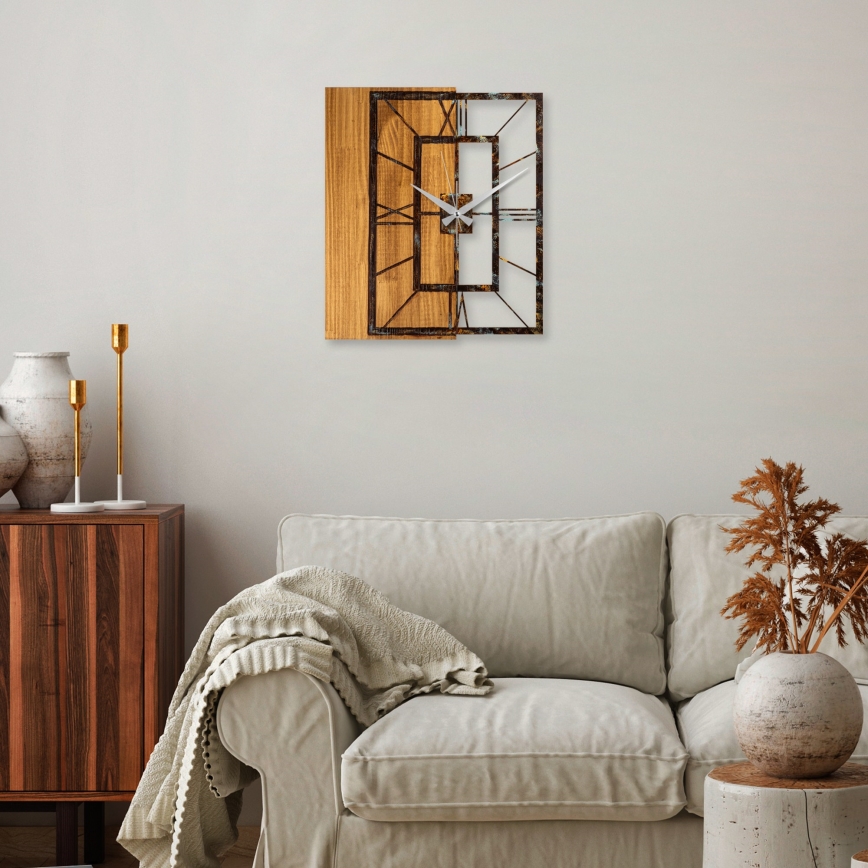 Ceas de perete 49x58 cm 1xAA lemn/metal