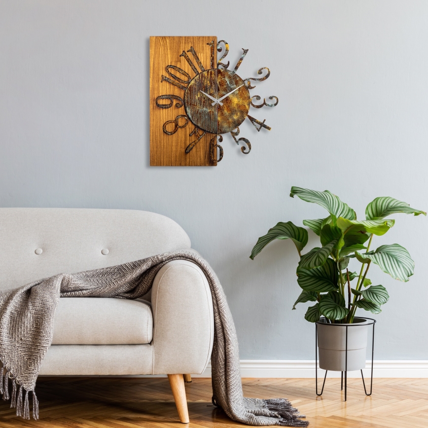 Ceas de perete 58x58 cm 1xAA lemn/metal