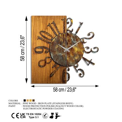 Ceas de perete 58x58 cm 1xAA lemn/metal