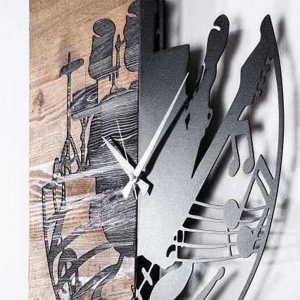 Ceas de perete 60x58 cm 1xAA lemn/metal