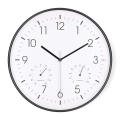 Ceas de perete cu termometru și higrometru, Ø 30,5 cm, 1xAA, negru