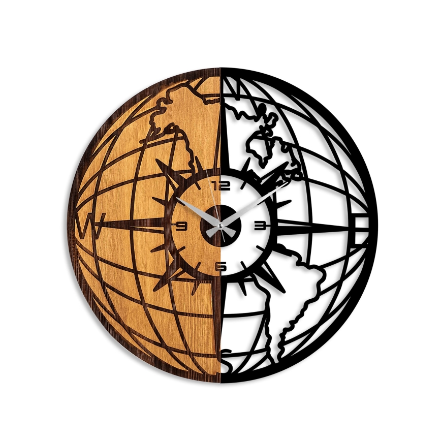 Ceas de perete d. 56 cm 1xAA lemn/metal