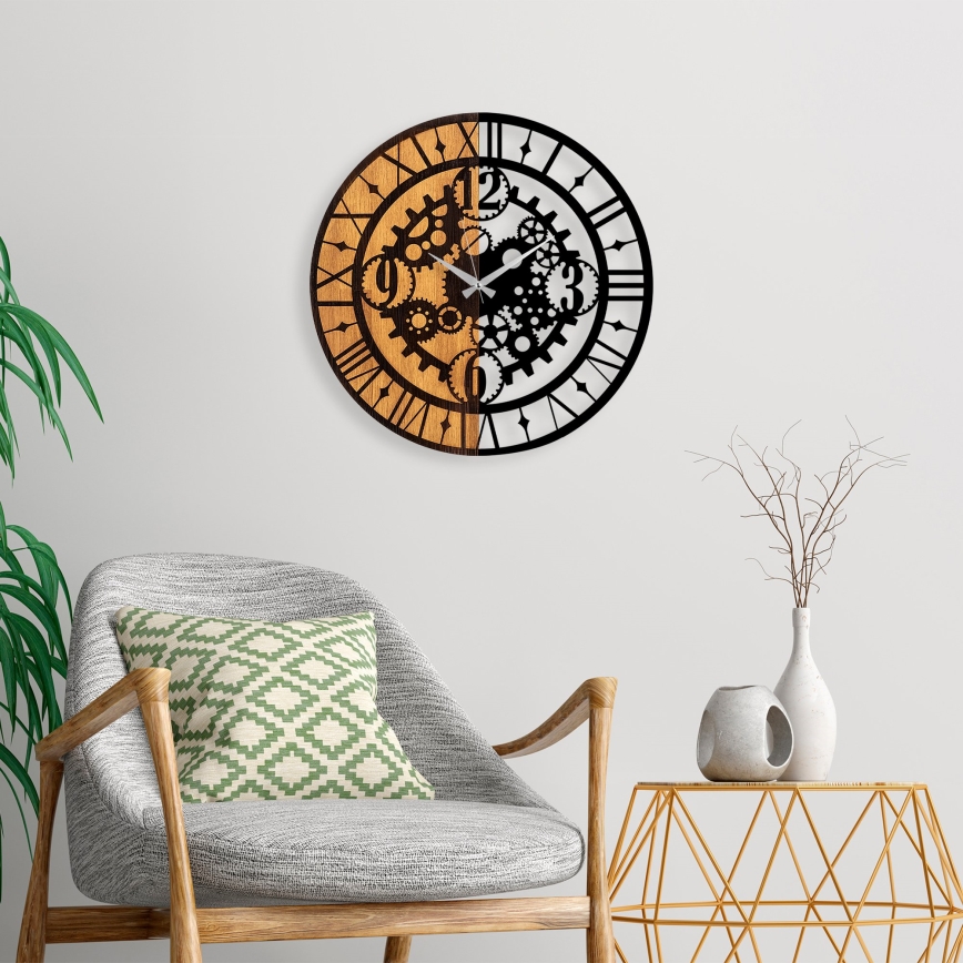 Ceas de perete d. 56 cm 1xAA lemn/metal