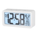 Ceas deșteptător cu afișaj LCD și termometru 2xAAA alb Sencor
