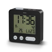 Ceas deșteptător cu afișaj LCD și termometru 2xAAA negru Hama