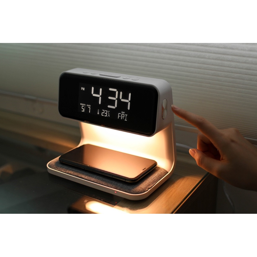 Ceas deșteptător LED cu încărcare fără fir LED/16,5W/12V