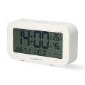 Ceas digital cu alarmă, termometru și higrometru, 2x AA, alb