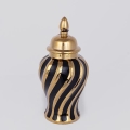 Ceramic vase 30x14,8 cm auriu/negru