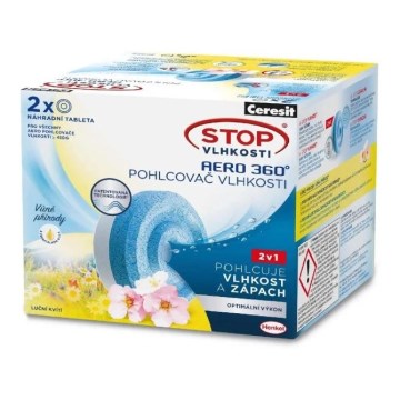 Ceresit - Tablete 2în1 pentru dezumidificator AERO 360° 2x 450 g flori de câmp