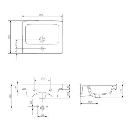 Cersanit CREA K114-005 - lavoar pentru montare pe blat/suspendat, 40 x 50,5 cm, ceramică, alb lucios