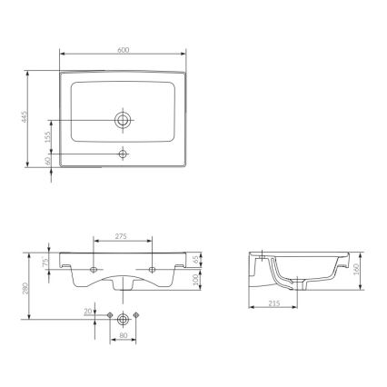 Cersanit K114-006 - Lavoar încastrat CREA 44,5x60 cm ceramică/alb lucios